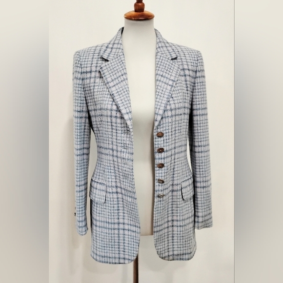 ESCADA PASTEL PLAID CASHMERE JACKET - Picture 2 of 11